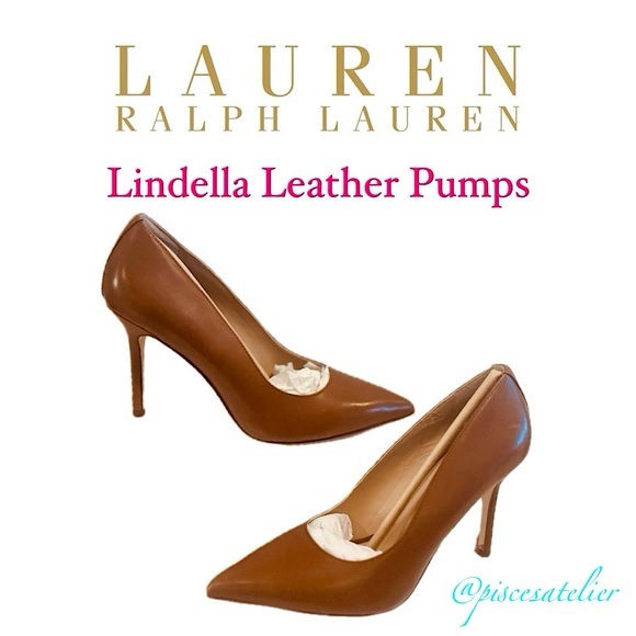 LAUREN Ralph Lauren Lindella Leather Pumps in Deep Saddle Tan, Women’s Size 7.5B - Picture 7 of 16